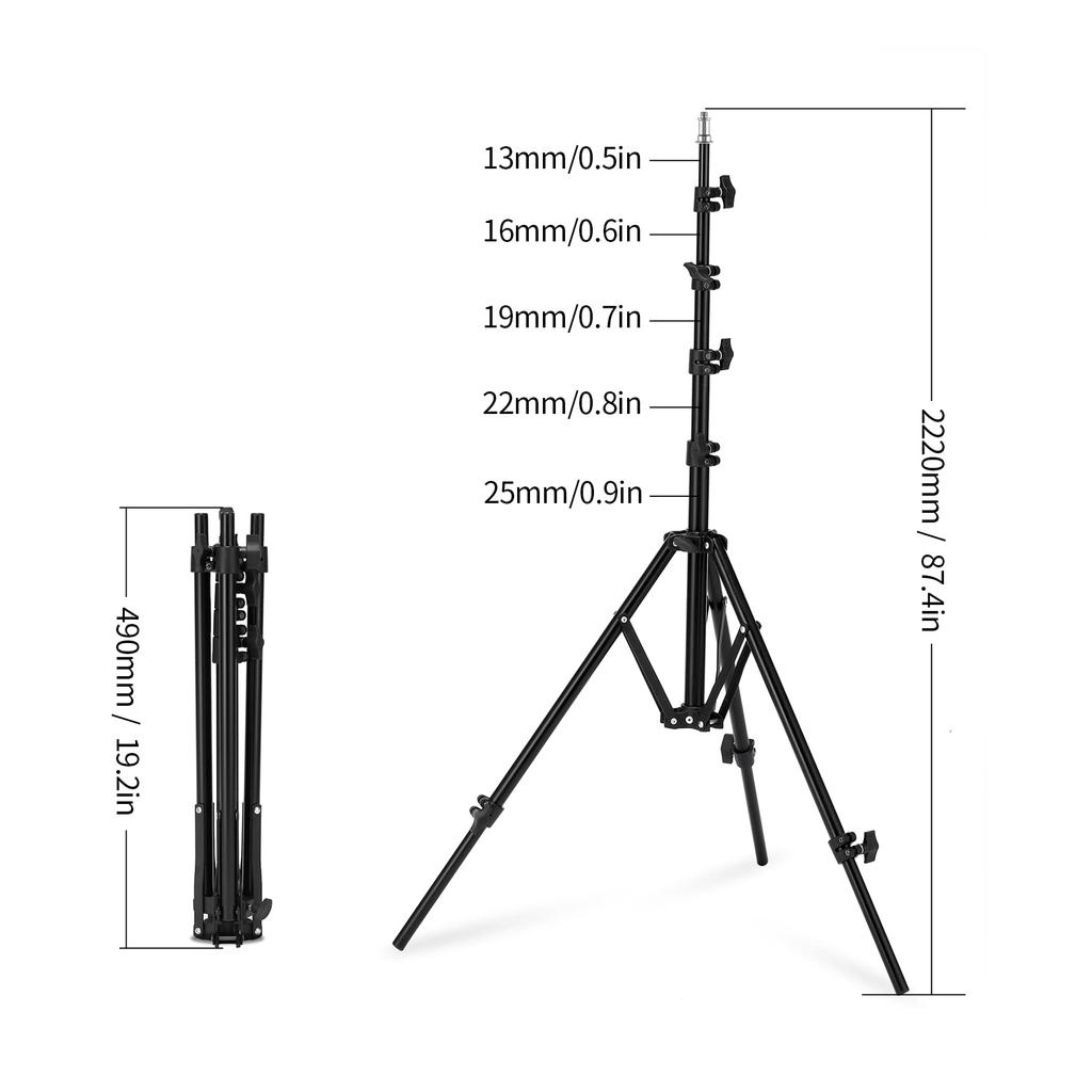 Meking Стойка для фотосъемки 220 см Регулируемая по высоте Винтовая Из алюминия Складывающаяся в обратном направлении Студийная фотосъемка Совместима со вспышкой софтбоксом