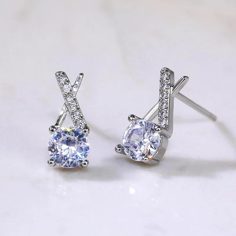 Серьги-гвоздики Huitan Luxury AAA CZ для женщин, романтичные, элегантные, женские, повседневные, 7 цветов, доступны для прямой поставки