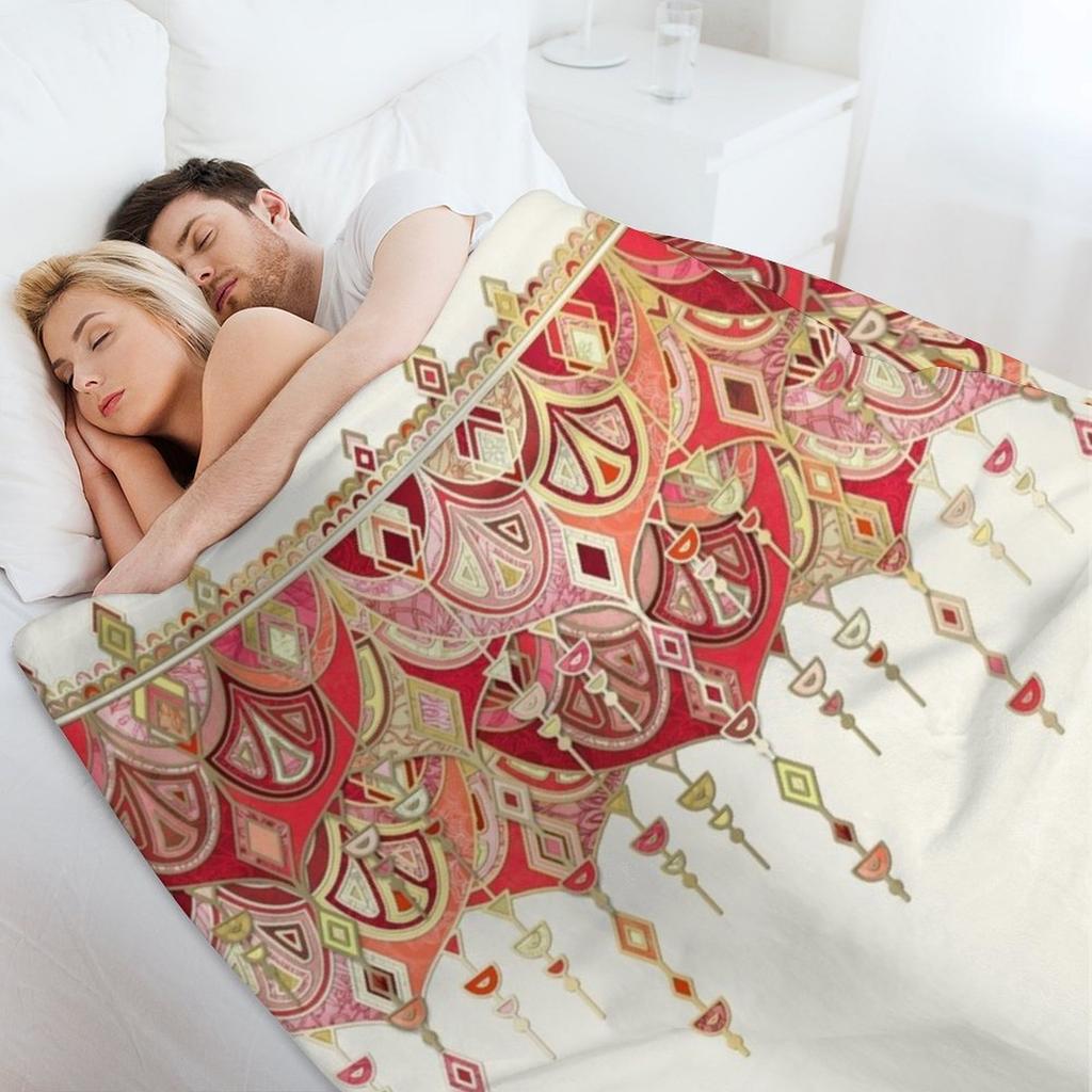 Royal Red Art Deco Double Drop Throw Blanket sofa bed Polar Soft Plush Plaid blankets ands Blankets