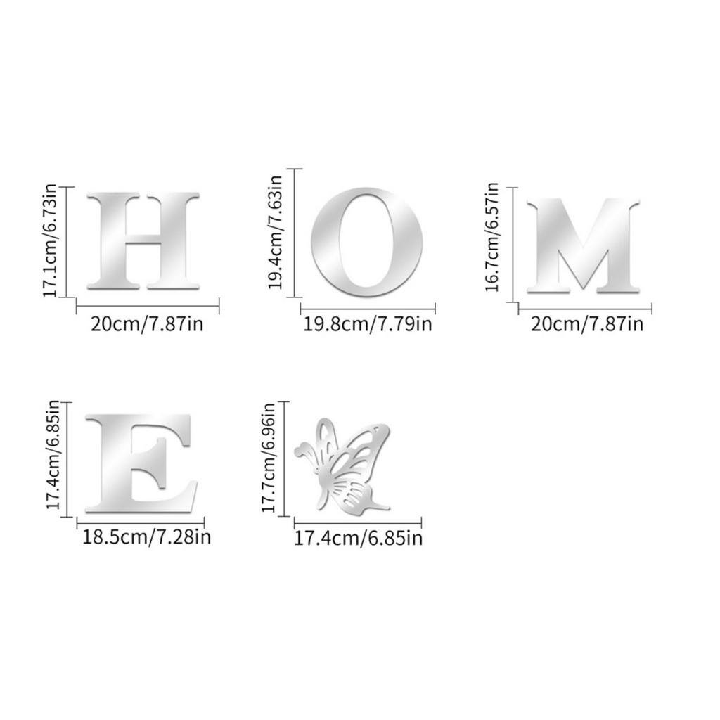 Home Wall Decor Letter Signs Acrylic Mirror Wall Stickers Wall Decorations for Living Room Bedroom Home Decor Wall Decals (Silver)