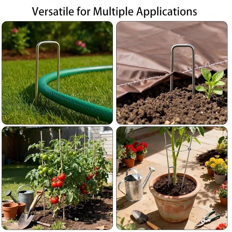 10 Pcs U-shaped Garden Nails Artificial Grass Nails Heavy Fence Pile Nails Fixed Lawn Barrier Ground Nails Gardening Tools
