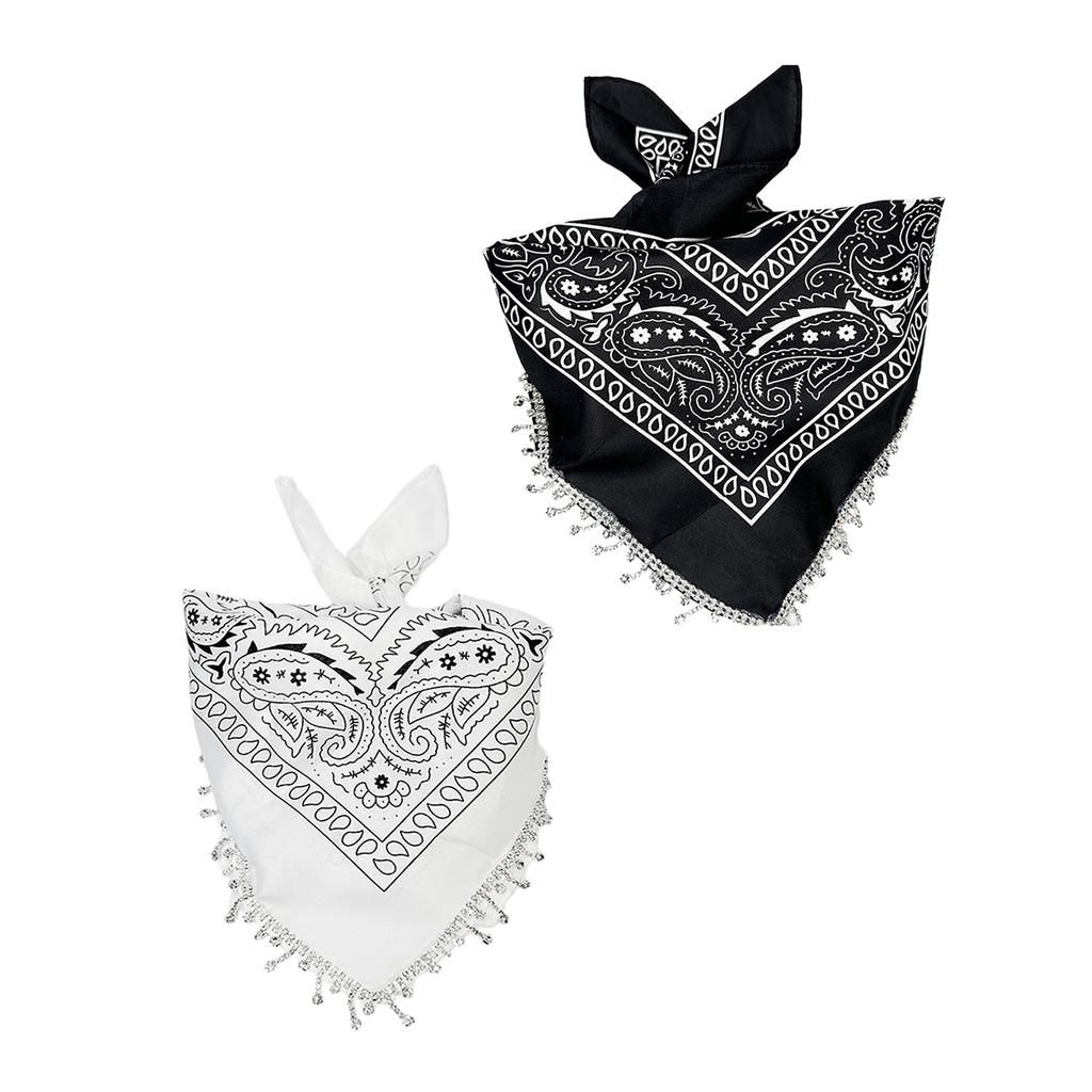 Fringed Rhinestones Bandanas Hiphop Neck Scarf Western Cowgirl Costume Headscarf Women Music Festival Headwrap Dress Up