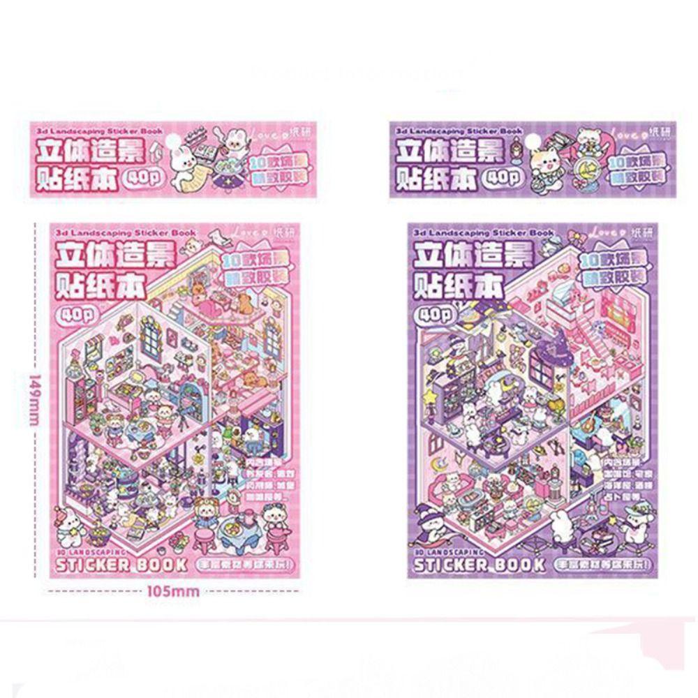 Мультяшная сцена в хижине Карманная наклейка Наклейка для DIY Сцена в хижине Креативная миниатюрная сцена Книга для ребенка