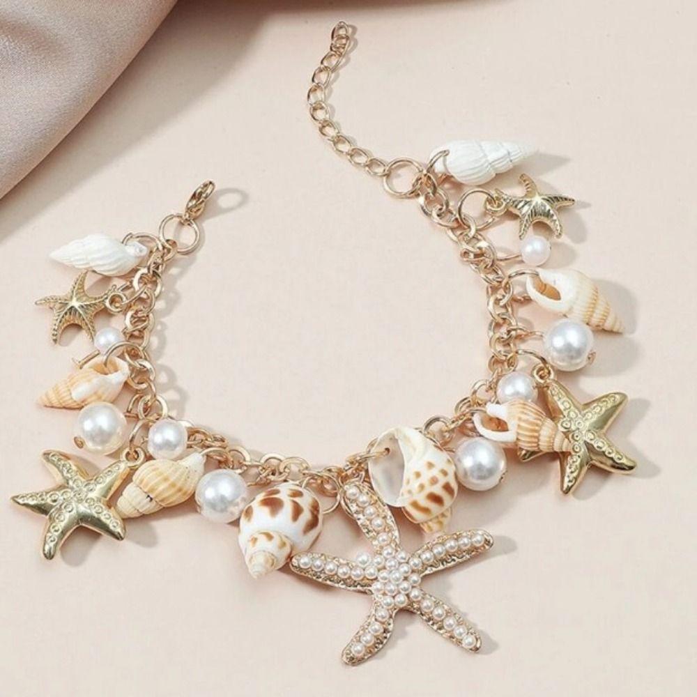 Серия «Море» Богемские браслеты из ракушек с искусственным жемчугом Натуральные пляжные браслеты для пар