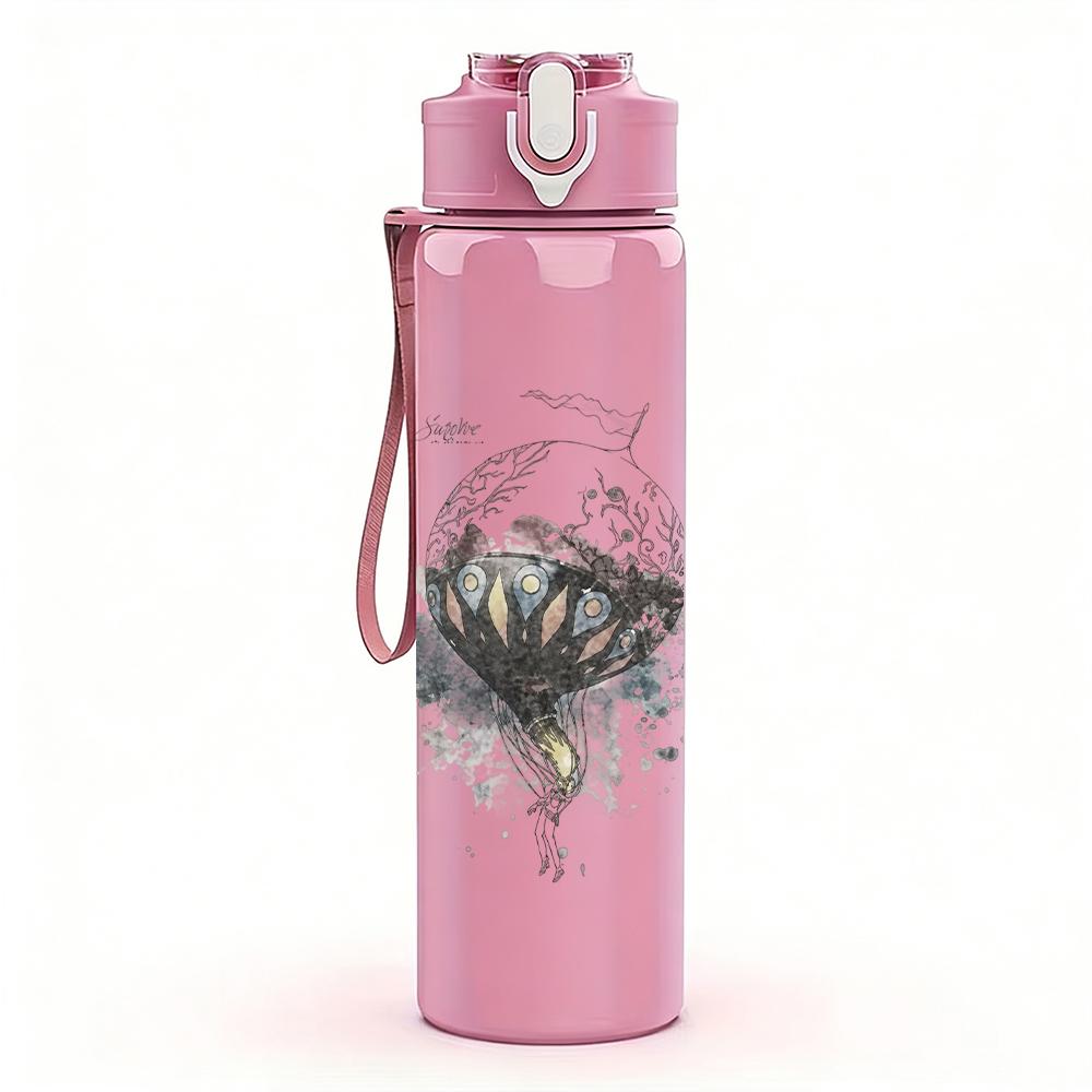 1PC Sublime Band Vintage Album Print 750ml colorful plastic sports water bottle leakproof pop up lid with straw for outdoor work home use