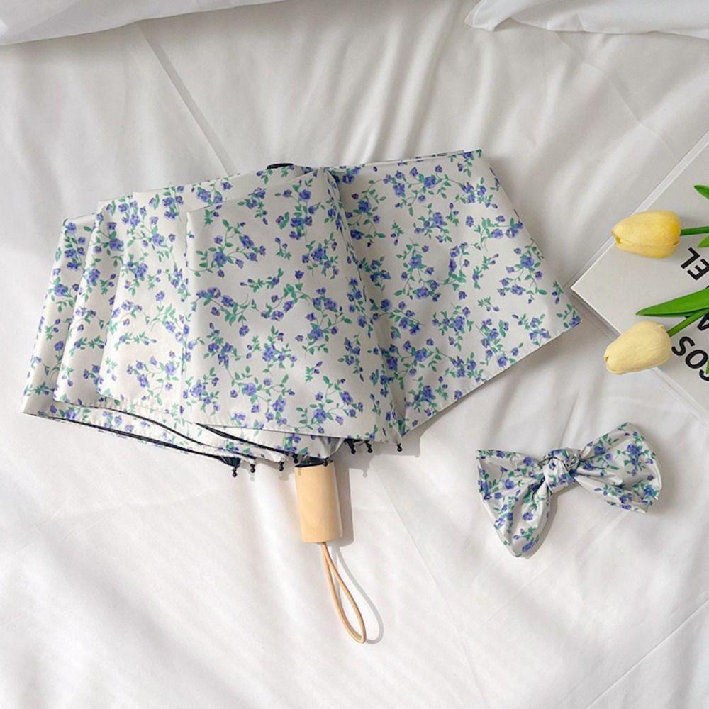UV Protection Sunshade Umbrella Floral Patterns Dual Use Umbrella Travel