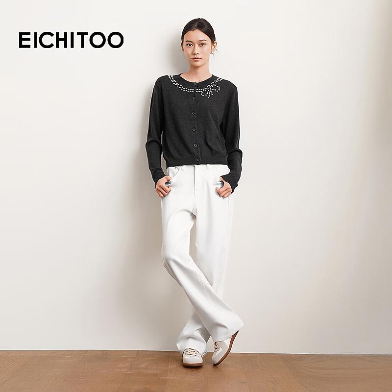 Женский кардиган EICHITOO из смесовой шерсти с жаккардовым вязанием