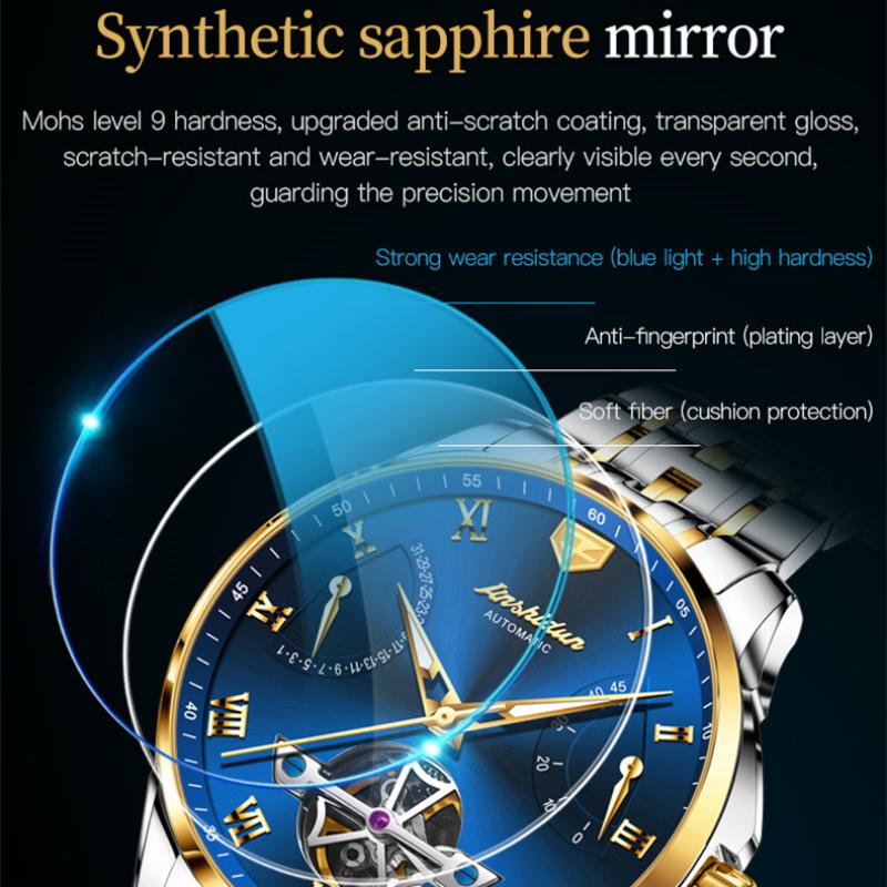 JINSHIDUN New Business and Leisure Men's Watch Multifunctional Automatic Mechanical Watch Tourbillon High-end Watch