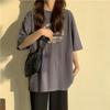 Летняя корейская футболка свободного кроя с коротким рукавом женская большого размера