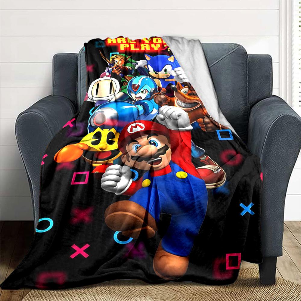 Video Game Characters Flannel Blanket Super Soft Warm Cozy Blanket For Sofa Bed Office Travel Allseason Home Decor Gift