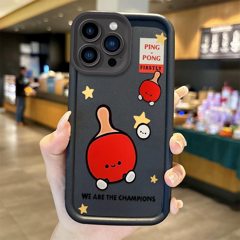 Новый милый мультяшный чехол для телефона с настольным теннисом для iPhone 16 15 14 13 12 11 Pro Max 16 15 14 8 7 Plus X XS Max 8 7 Силиконовые чехлы из ТПУ