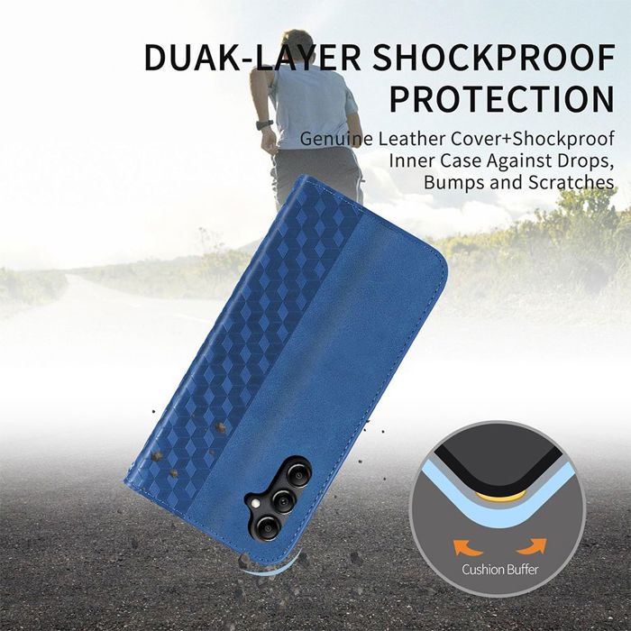 Coque de Protection - BOOLING - pour Samsung Galaxy A17 5G/4G - Cuir PU Bleu Marine - 2 Verres Trempés