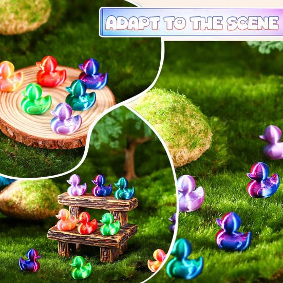 100Pcs 3D Printed Mini Duck Figures Realistic Design DIY Craft Mini Duck Figurine Fairy Tale Garden Decoration