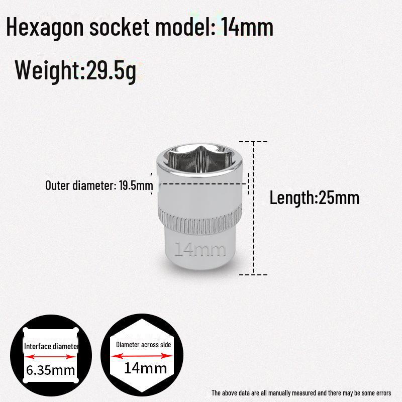 Шестигранный торцевой ключ Xiaofei 1/4", короткая головка 6,3 мм из хром-ванадиевой стали