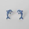 VENTFILLE 925 Sterling Silver New Design Blue Crystal Dolphin Stud Earrings For Women Fashionable Animal Shape All-Match Jewelry