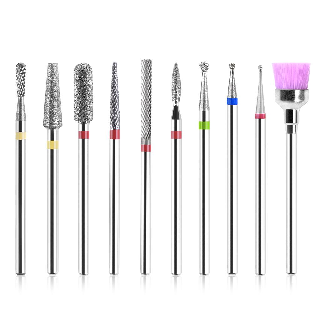 kads 10 шт., алмазные фрезы для дизайна ногтей, маникюрные сверла для ногтей, инструменты для удаления геля, инструменты для очистки кутикулы