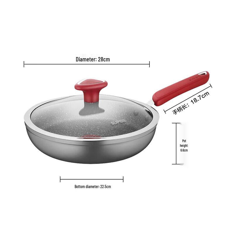 SUPOR 28cm Red Spot Star Stone Non-Stick Frying Pan