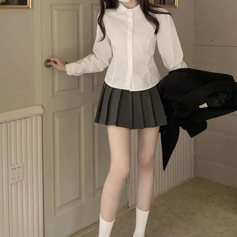 Милая рубашка в японском стиле для женщин, новая, с длинным рукавом, симпатичный дизайн, туника на шнуровке, блузка, осенняя мода, тонкая одежда на пуговицах