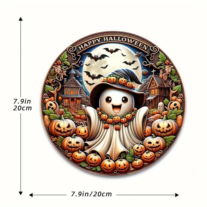 Halloween Wooden Door Plaque Craftsmanship Circular Logo Witch Pendant Home Decor