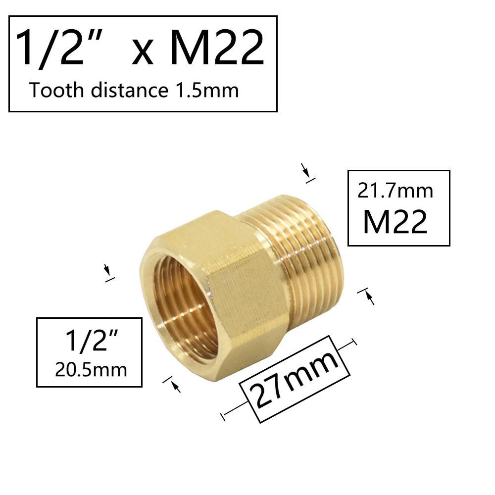 1/2 Inch M14 M18 M22 3/8" Thread Connector Brass Pipe Repair Extension Reducing Coupler Faucet Bubbler Copper Fittings 1pcs