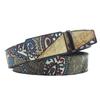 Ethnic Print Automatic Buckle Belt Women Men PU Leather Adjustable Waistband Vintage Style