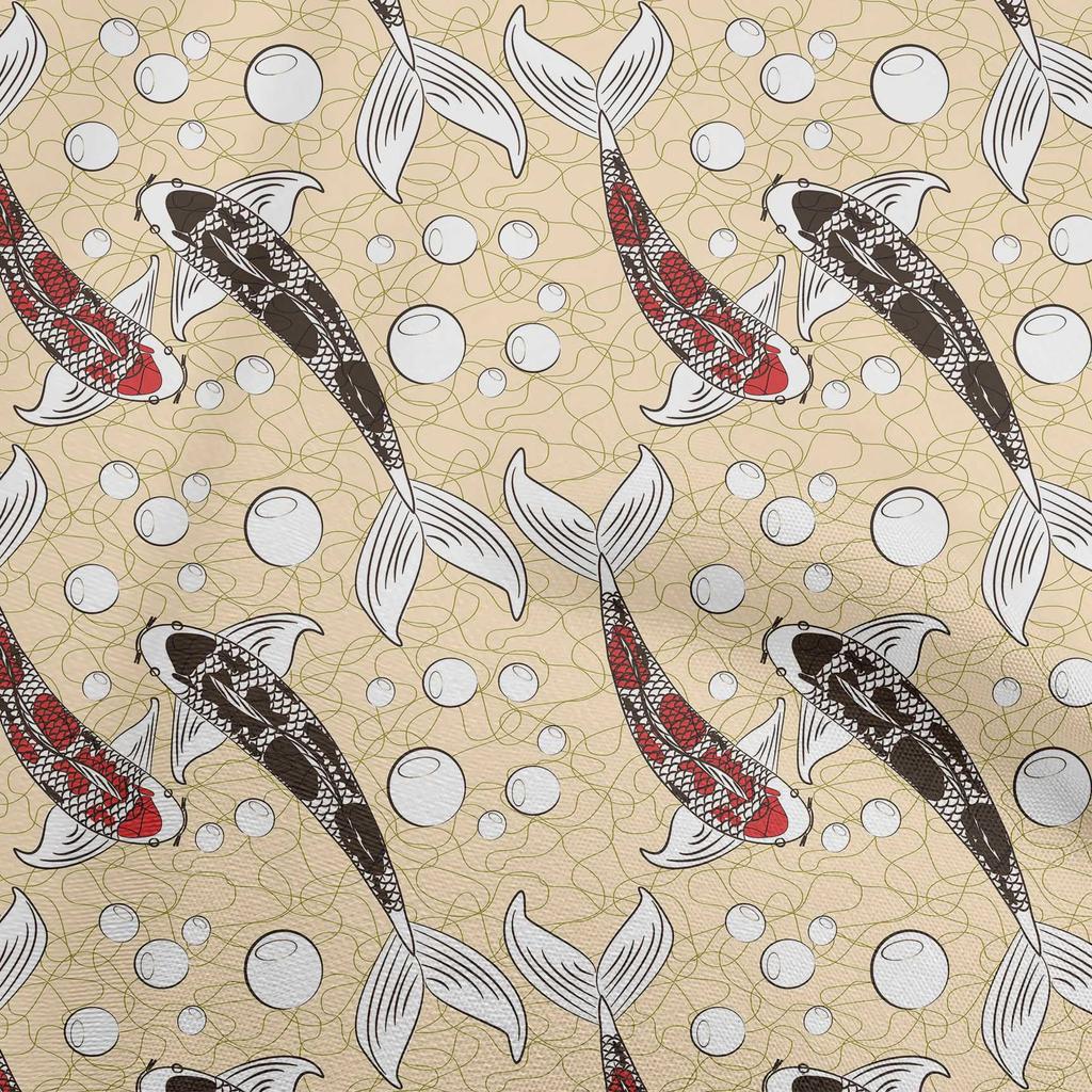 oneOone Хлопчатобумажная гибкая зеленая ткань, азиатский японский материал для шитья с рыбой кои, ткань с принтом в ярдах, 40 дюймов