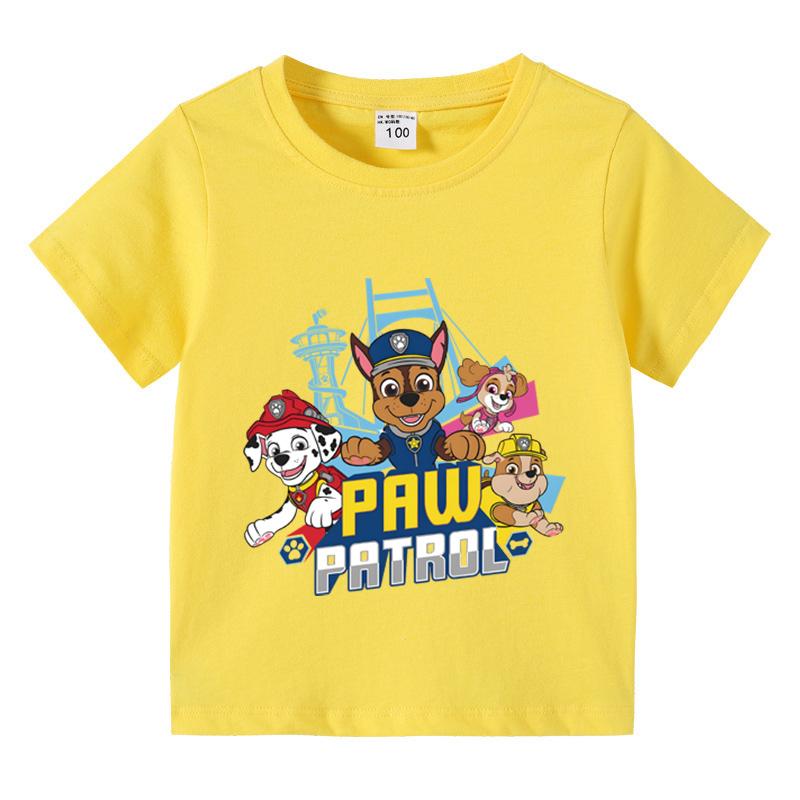 Paw Patrol Kids Clothing Tees Summer Printed Cartoon Fashion Short Sleeve Boys T-shirt Popular Design Children's Tshirt Crewneck