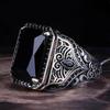 New Punk Turkey Vintage Rings Geometric Oval Black Suitable For Anniversary Party Wedding Men 'S Rings High -End Luxury Jewelry