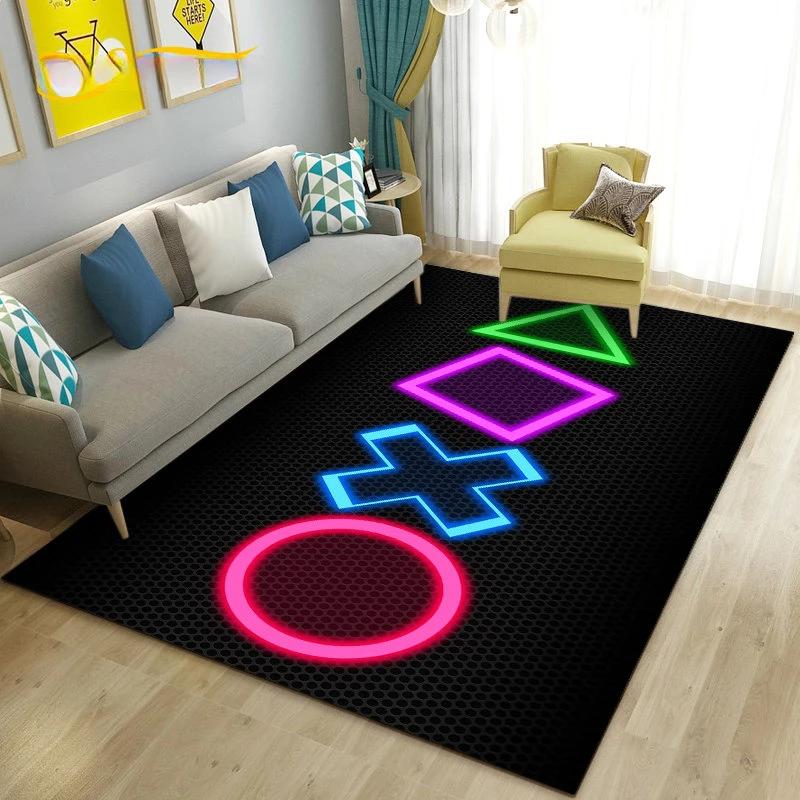 Cartoon Gamer Game Controller Carpet For Living Room Non Slip Parlour Sofa Large Area Rug Bedroom Kid Play Room Floor Mat