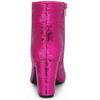Allegra K Women's Round Toe Sequin Block Heel Ankle Boots, Hot Pink, Size 24.5cm