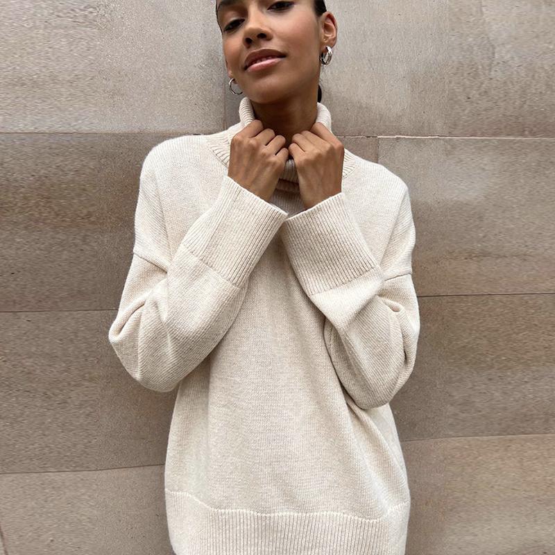 Женские модные толстовки с длинным рукавом, топы, свободные толстовки, свитера с высоким воротом, осенние свитера с высоким воротом