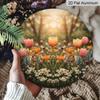 2D Flat Aluminum Tulip and Bee Wall Decor Rustic Garden Style 7.87 Inches X 7.87 Inches Perfect for Gardens, Farmhouses, Front Doors, Porches, and