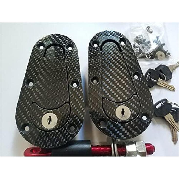 Universal JDM Carbon Fiber Hood Pin Plus Flush Mount Latch Kit Lock With Keys