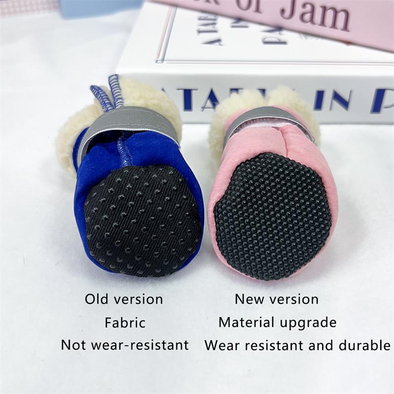 4 шт./лот зимняя толстая теплая обувь для собак мягкие плюшевые нескользящие водонепроницаемые зимние ботинки для щенков обувь для прогулок на открытом воздухе аксессуары для домашних животных