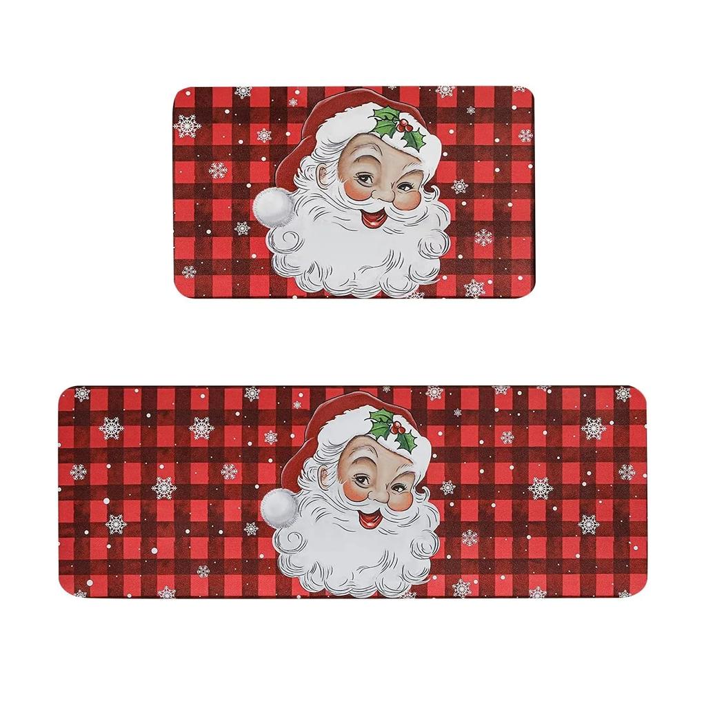 Santa Claus print Christmas Long Strip Crystal Velvet Carpet Home Kitchen Bathroom Toilet Dirty Wear NonSlip Mat Home Decoration