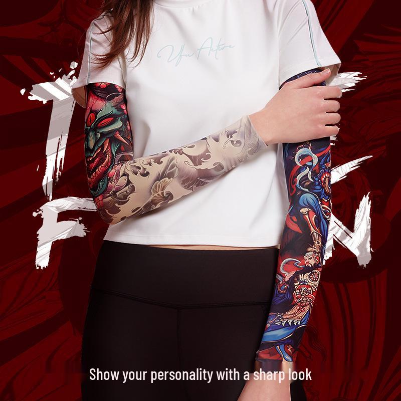 Рукава из ледяного шелка для защиты от солнца с татуировкой для мужчин и женщин - Летние для вождения, езды на велосипеде, с цветочным дизайном