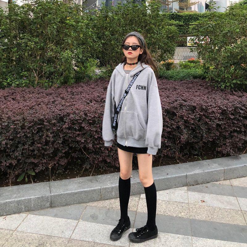 Женский кардиган на молнии с капюшоном из флиса с принтом букв в корейском стиле, осень/зима 2022