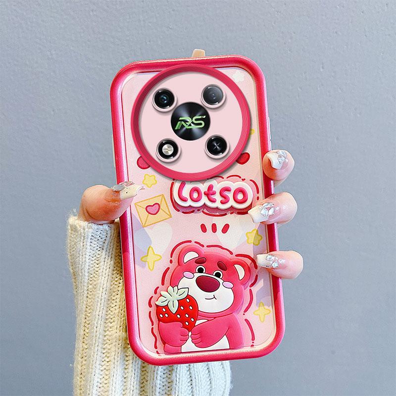 KEYSION Shockproof Case for Itel RS4 with Lanyard Soft Silicone Cute 3D Cartoon Doll Phone Back Cover for Itel RS4