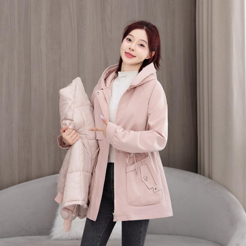 Pie Overcome Women's Thickened New Big Fur Collar Removable One-piece Three-piece Tooling Cotton-padded Jacket Trendy Cotton-padded Jacket