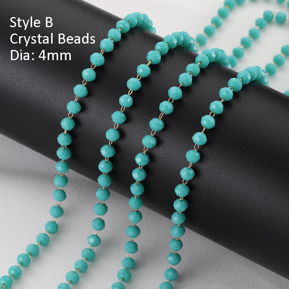 1Meter Colorful Glass Ball Beaded Chain Crystal Beads Necklace Body Chain Accessories for Jewelry Making Components DIY Supplies