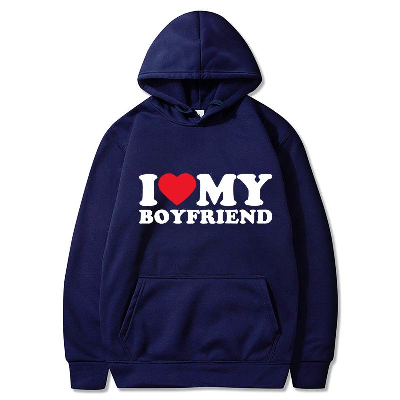 Мужские комплекты с длинными рукавами для пар I Love My Boyfriend Hoodies Sweatparsons Suits Женские толстовки с капюшоном и спортивные штаны Lover Sets
