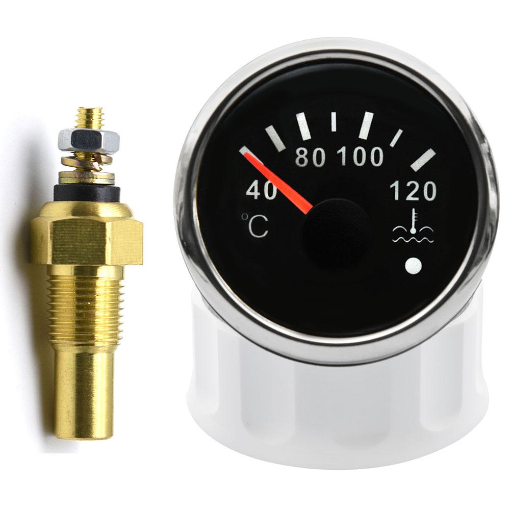 52mm Car Truck Boat Water Temp Gauge 10MM Temperature Sensor 40-120 Moto Meter Vehicle Indicator For Auto With Red BackLight
