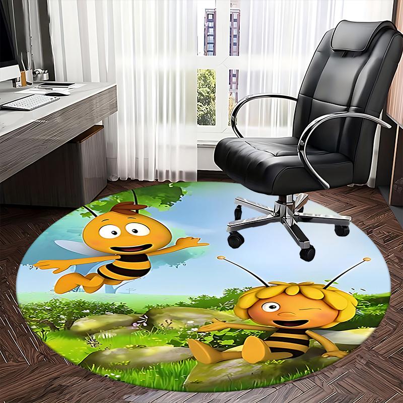 Bee themed Chair Mat Round Carpet for Home Decor, Office Use, Gift Idea Suitable for Bedrooms, Living Roomss0290b