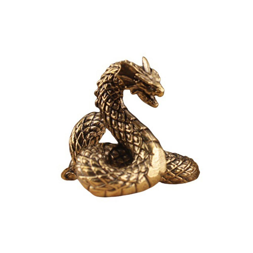 Copper Solid Brass Snake Figurines Antique Snake Statue Small Dragon Ornament Home Office Decor
