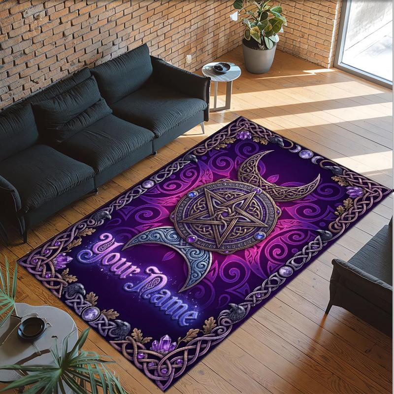 Witchcraft Theme Crystal Velvet Rug Personalized Custom Name Text Soft Floor Mat Home Decor