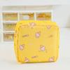 Sanitary Napkin Storage Bag Cartoon Print Inner Pocket Zipper Closure Large Capacity with Wrist Strap Cosmetic Earphone Keys Jewelry Storage