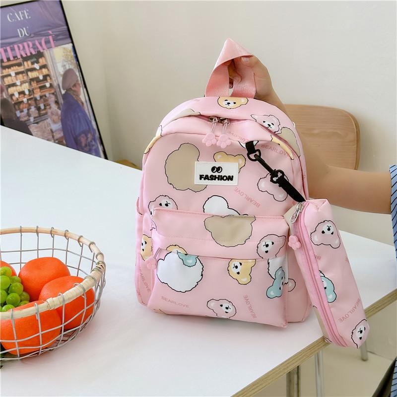 Cartoon Bear Polyester Kids Backpack With Lightweight Design For School