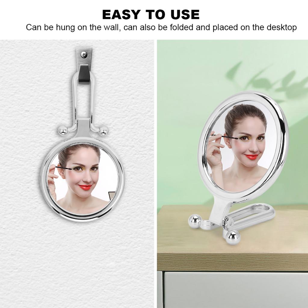 5X Magnifying Folding Adjustable Cosmetic Mirror Double Sided Makeup Mirror (Silver)