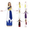 Женский костюм для церковного танца S-XXL: Платье с длинным рукавом, металлическим контрастным цветом и неровным подолом, с подходящими брюками-клеш для хвалы и поклонения