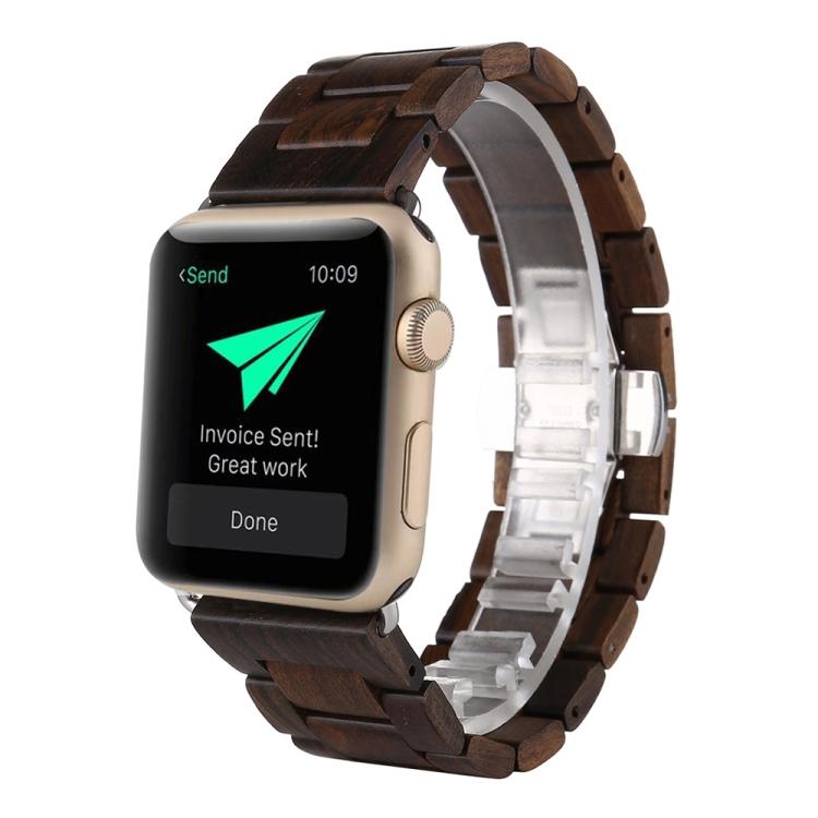 Wooden Watch Band For Apple Watch Series 7 41mm / 6 & SE & 5 & 4 40mm / 3 & 2 & 1 38mm(Black)